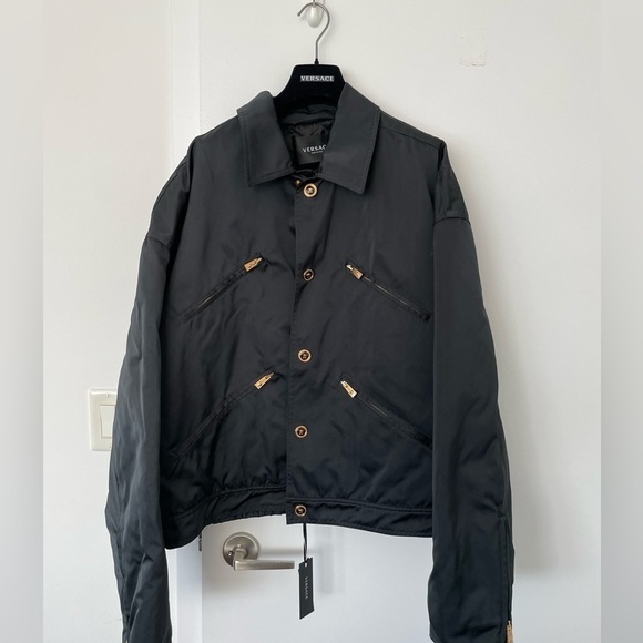 Versace mens Medusa lightweight technical black gold puffer utility jacket NWT - Picture 1 of 8
